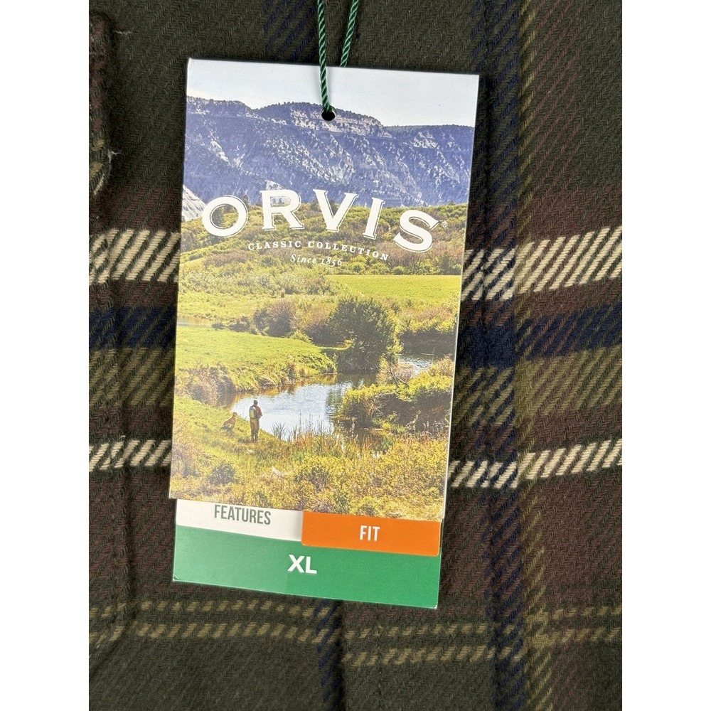 Orvis Big Bear Heavyweight Flannel Shirt Men XL Tall Pine Plaid NWT 1312517 - Picture 2 of 12